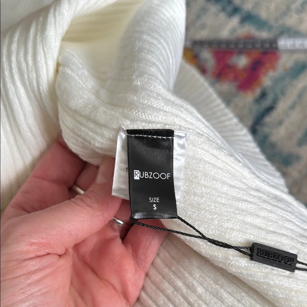 Women's Rubzoof White Sweater with Black Trim - Picture 10 of 11